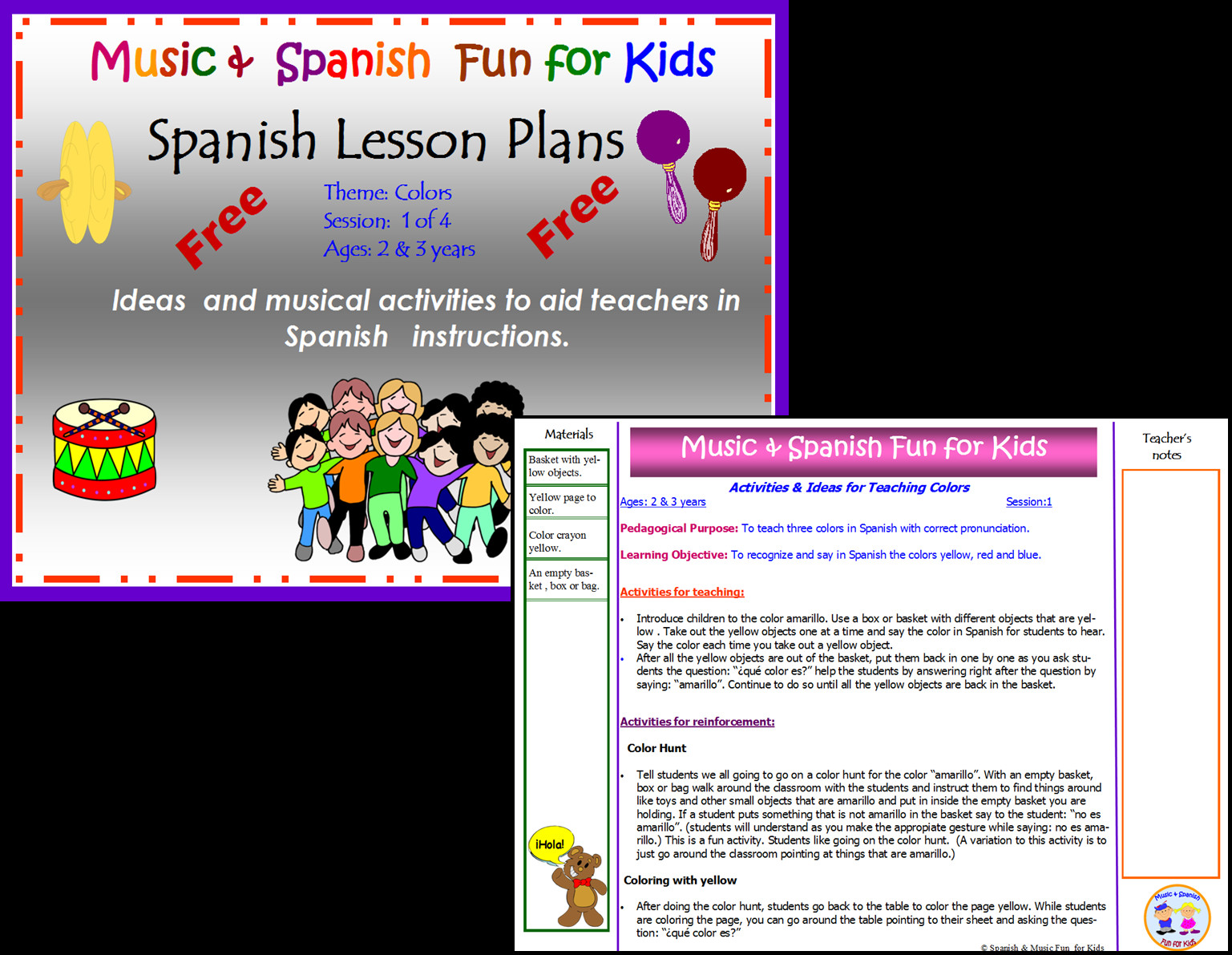 Spanish Lesson Plans Music and Spanish Fun Free Spanish Lesson Plan 1