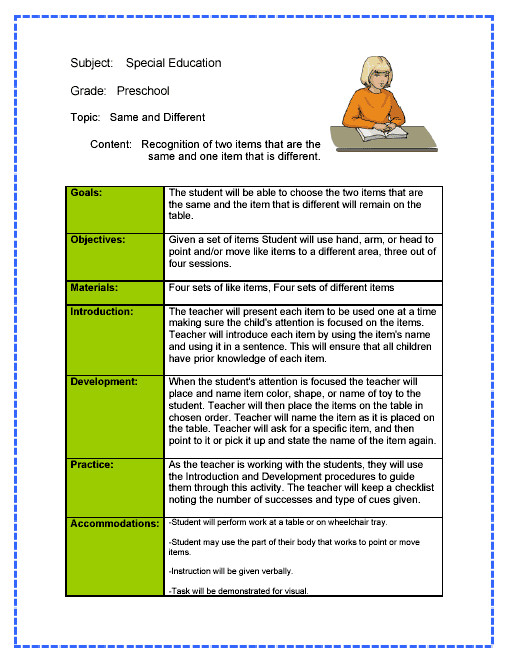 Special Education Lesson Plan Template Free Lesson Plan Templates Word Pdf format Download