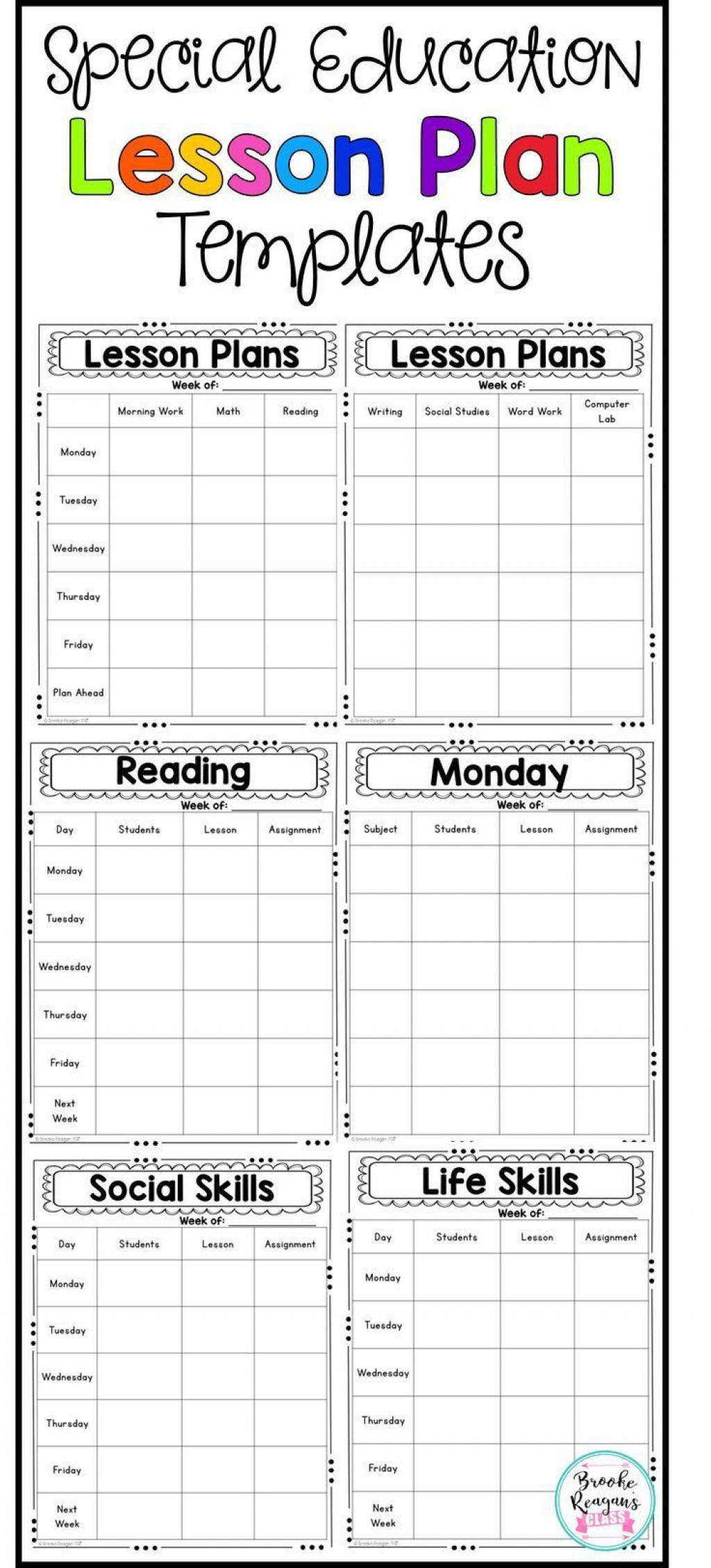 special education lesson plan template