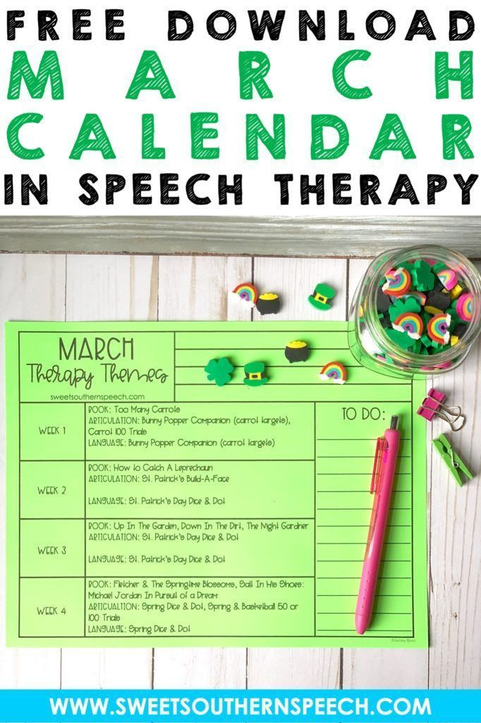 Speech therapy Lesson Plans March Lesson Plans for Speech therapy with Images