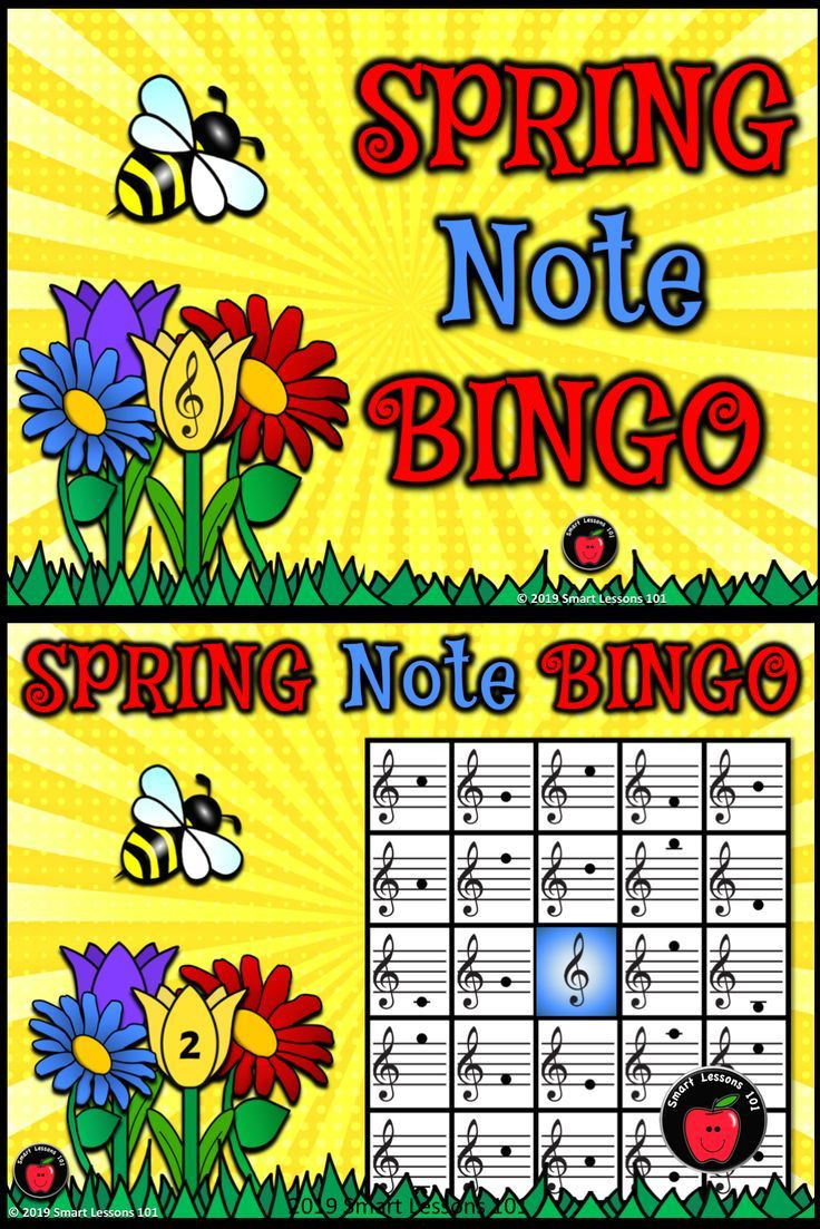 Spring Lesson Plans Spring Treble Clef Bingo Game Spring Music Games Note