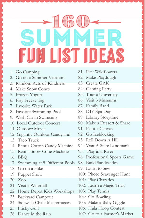 Summer Lesson Plans 160 Summer Fun List Ideas the Crafting Chicks