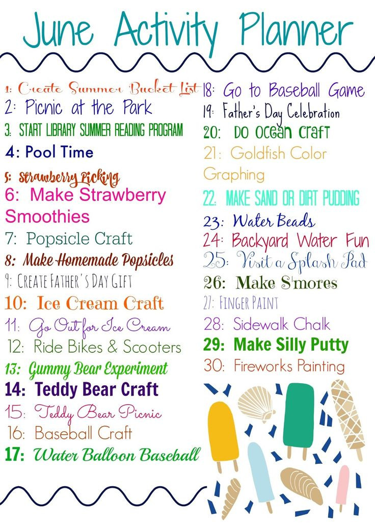 Summer Lesson Plans June Activity Planner for Kids &amp; Free Printable the