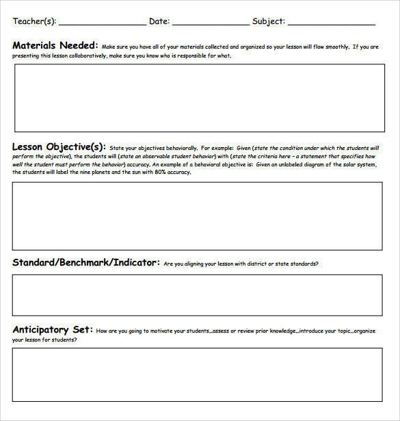 Teacher Lesson Plan Example Daisy Blake