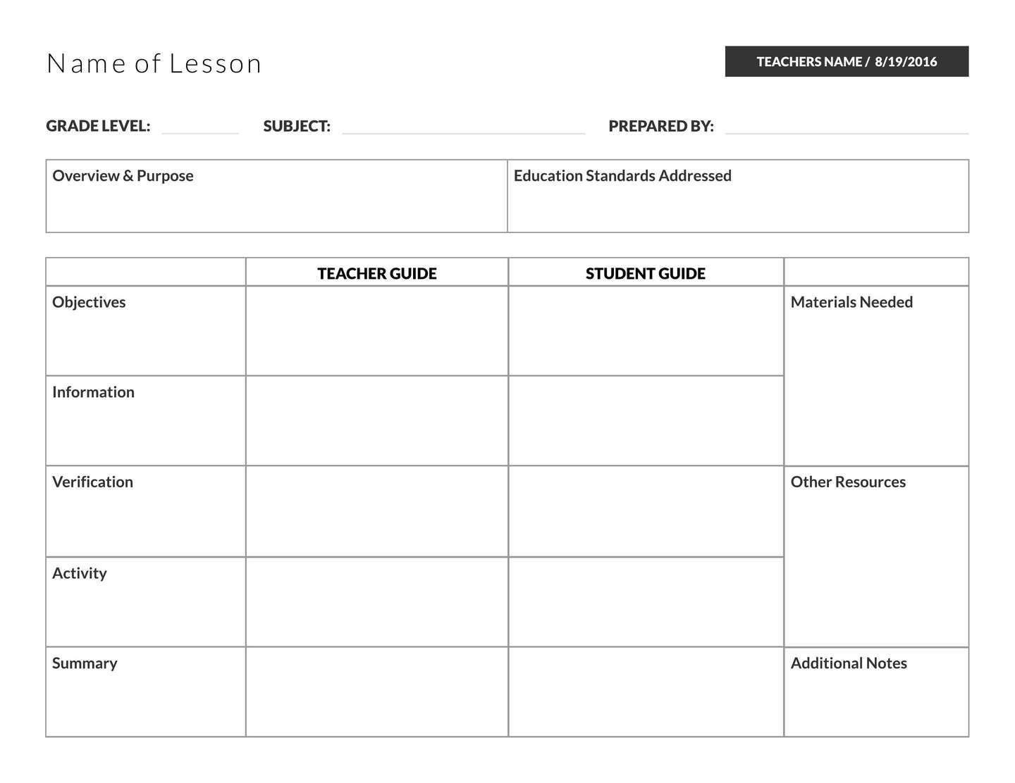 Teacher Lesson Plan Example Teacher Lesson Plan Templates
