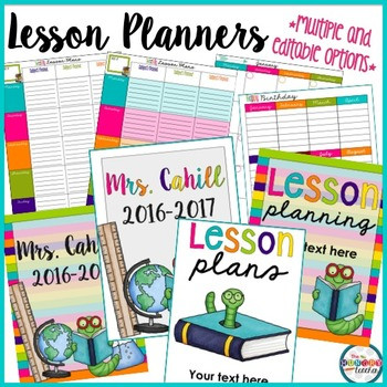 Teacher Binder Teacher Lesson Planner Colorful Editable Cover Pages