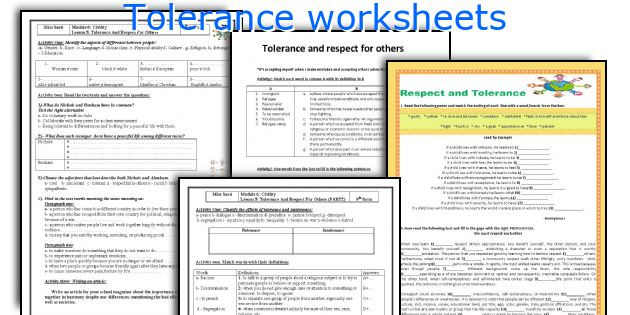 Teaching tolerance Lesson Plans tolerance Worksheets