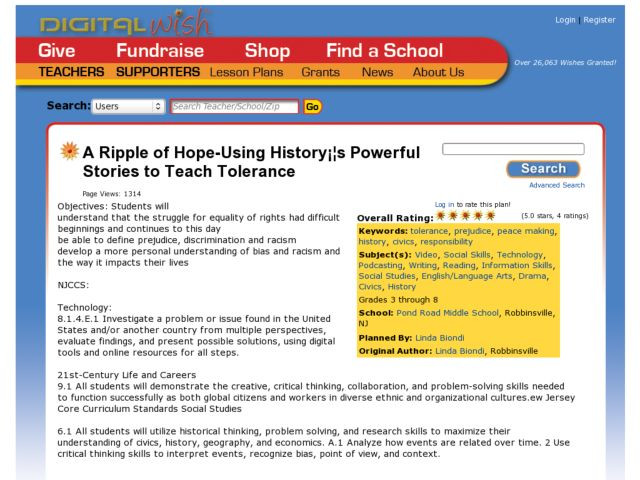 Teaching tolerance Lesson Plans Using History to Teach tolerance A Ripple Of Hope Lesson