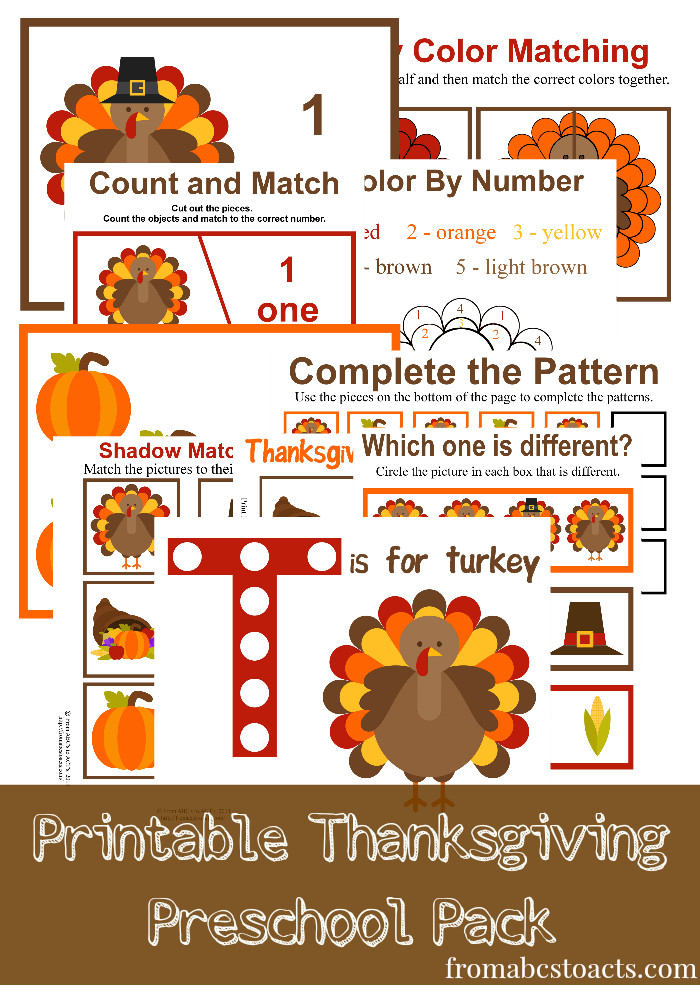 Thanksgiving Lesson Plans for Preschool Printable Thanksgiving Preschool Pack