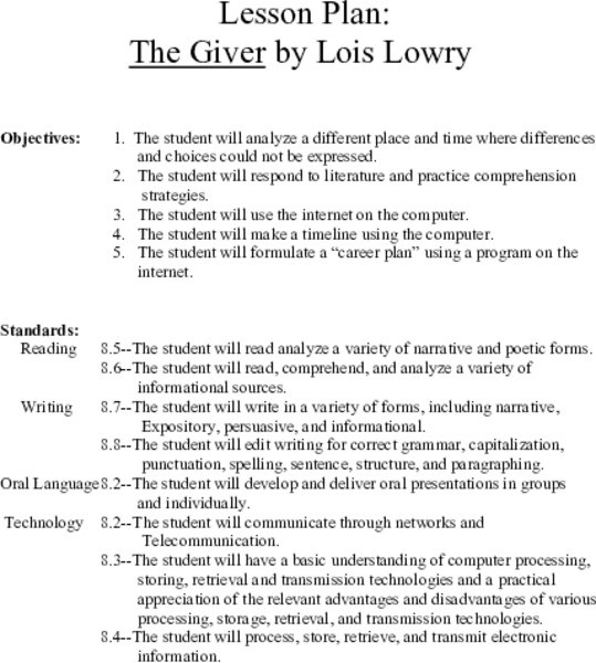 the giver by lois lowry 5th 7th