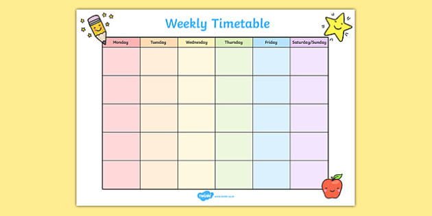 Time Management Lesson Plans Weekly Timetable Weekly Time Table Time Management