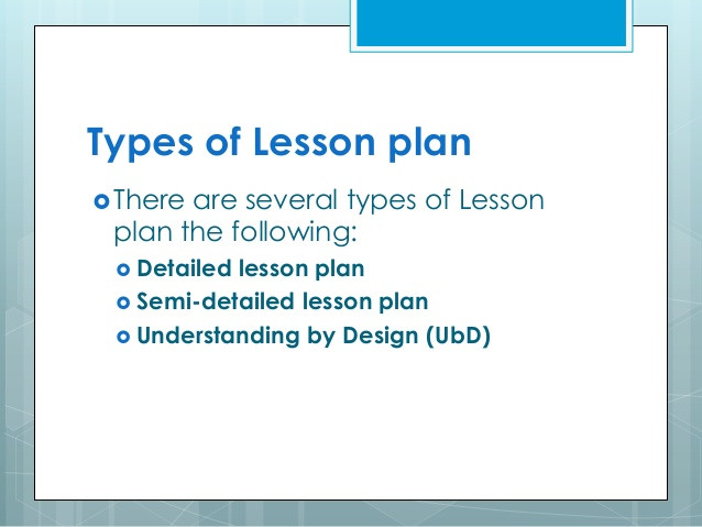 Types Of Lesson Plan Types Of Lesson Plan