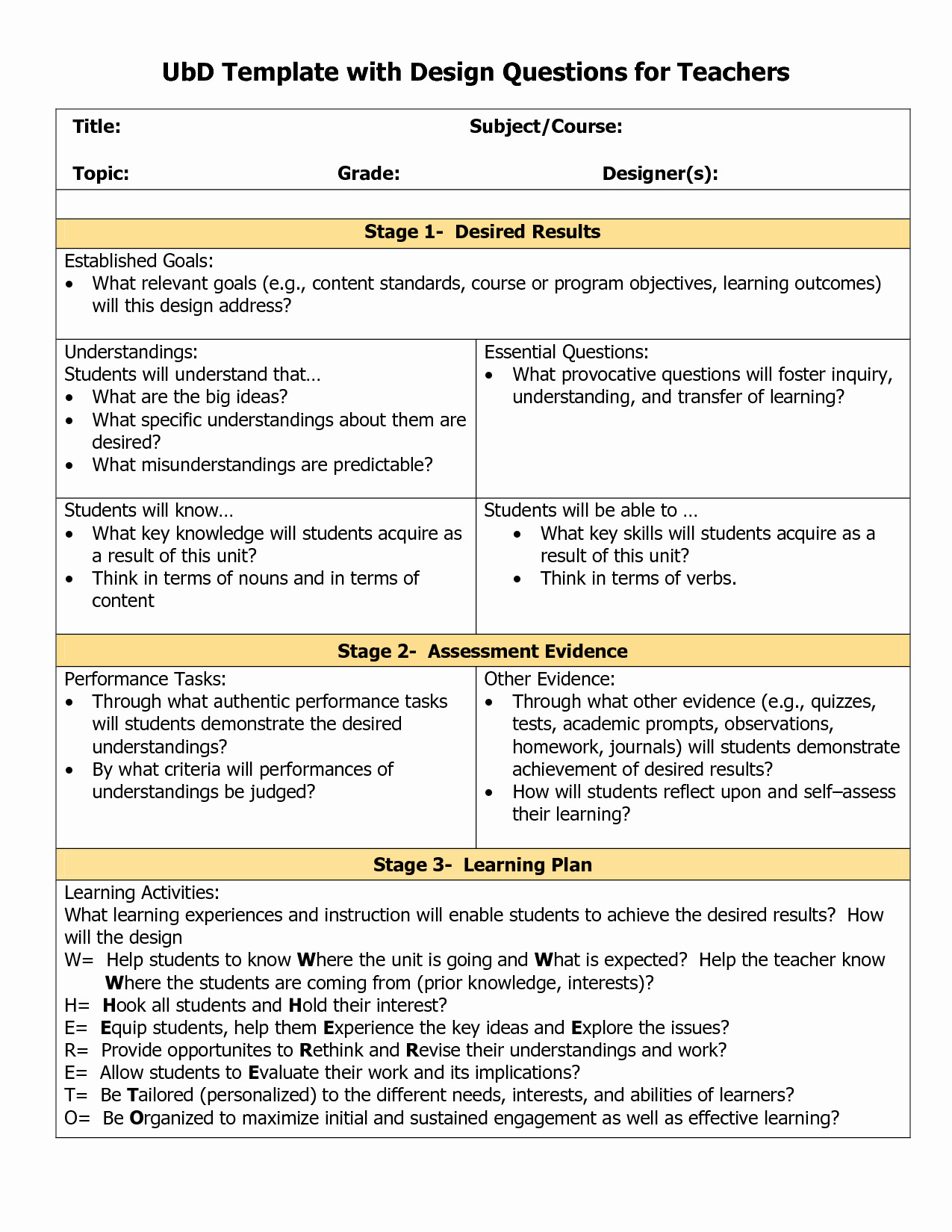 Ubd Lesson Plan Template Cooperative Learning Lesson Plan Template
