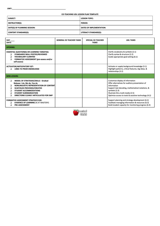 Udl Lesson Plan Examples top Udl Lesson Plan Templates Free to In Pdf format