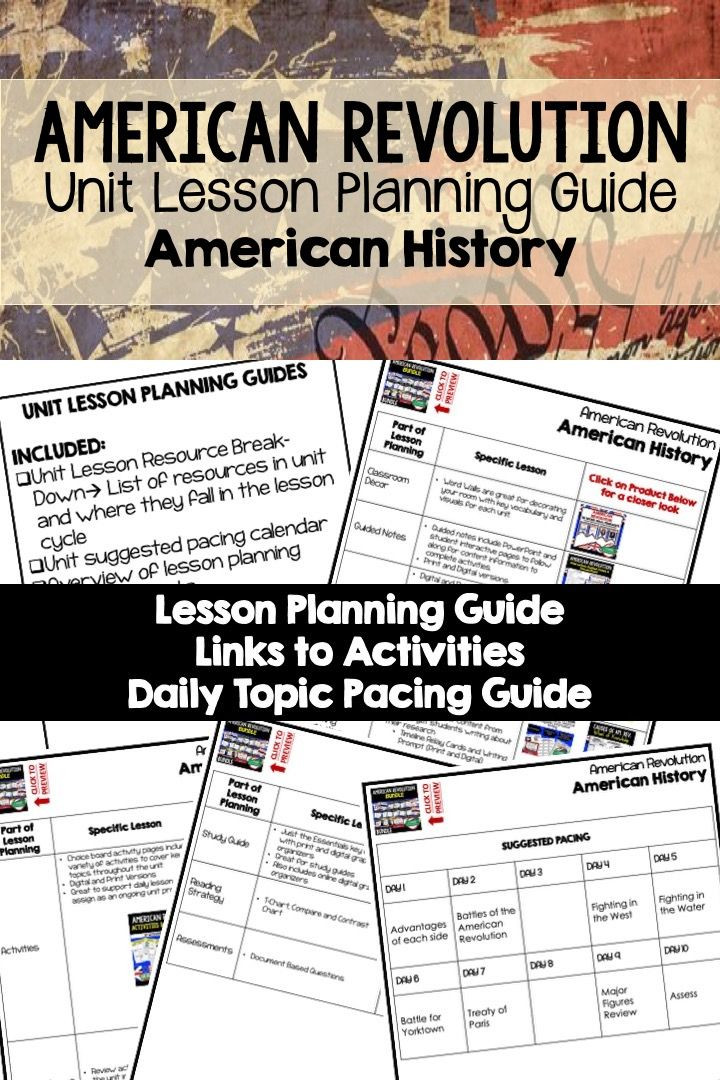 Us History Lesson Plans American Revolution Lesson Plan Guide Unit Plan Back to