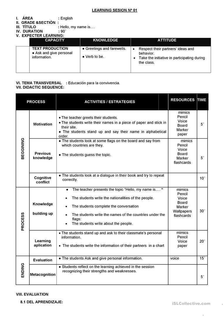 Verb Lesson Plan Lesson Plan Verb to Be English Esl Worksheets for