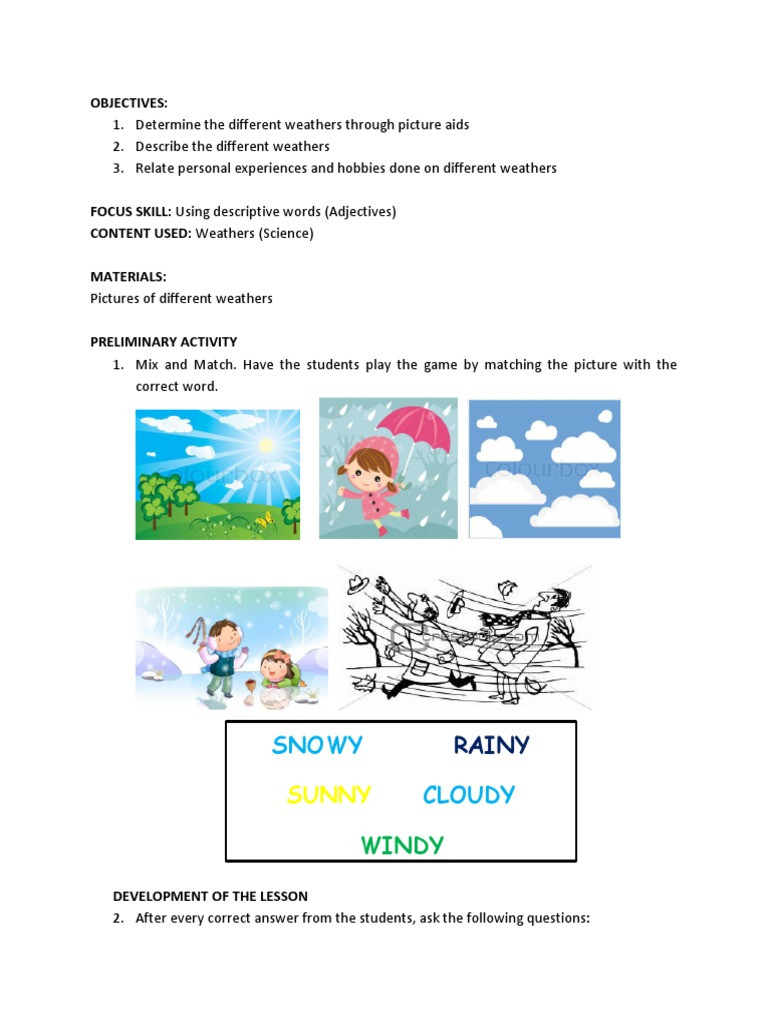 Weather Lesson Plan Weather Lesson Plan
