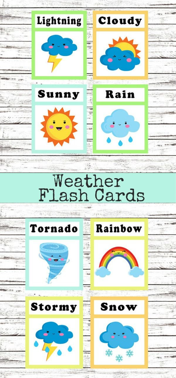 Weather Lesson Plans for Preschool Weather Flash Cards Weather Flashcards Preschool