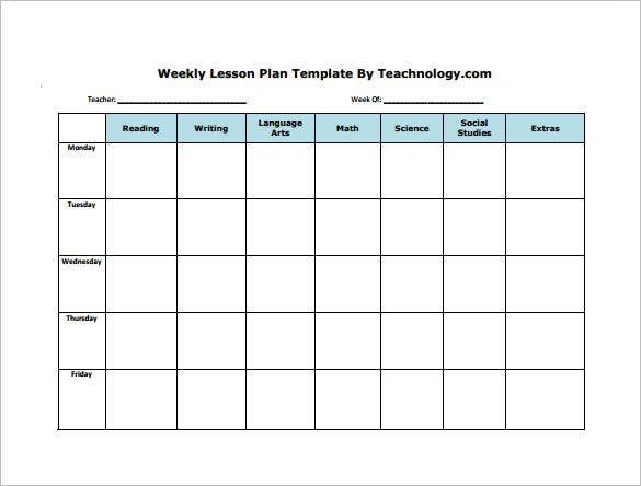 Weekly Lesson Plan for toddlers Weekly Lesson Plan Template 10 Free Word Excel Pdf