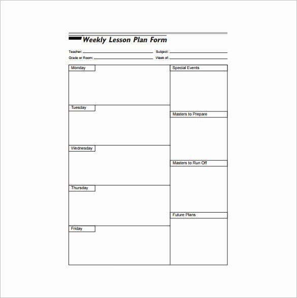 Weekly Lesson Plan Template Elementary 30 Weekly Lesson Plan Template Elementary In 2020