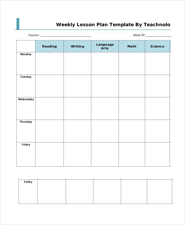 Weekly Lesson Plan Template Elementary Lesson Plan Template 14 Free Word Pdf Documents
