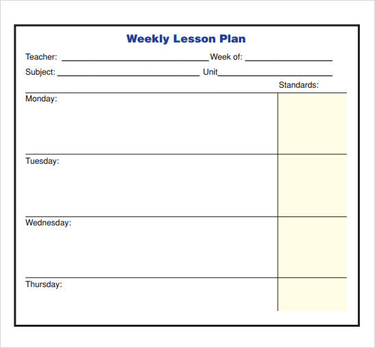 Weekly Lesson Plan Template Free Free 8 Sample Lesson Plan Templates In Pdf