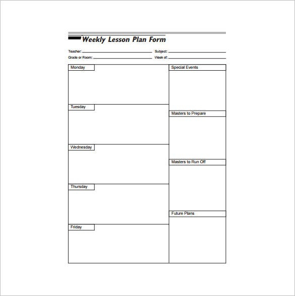 Weekly Lesson Plan Template Free Weekly Lesson Plan Template 10 Free Word Excel Pdf