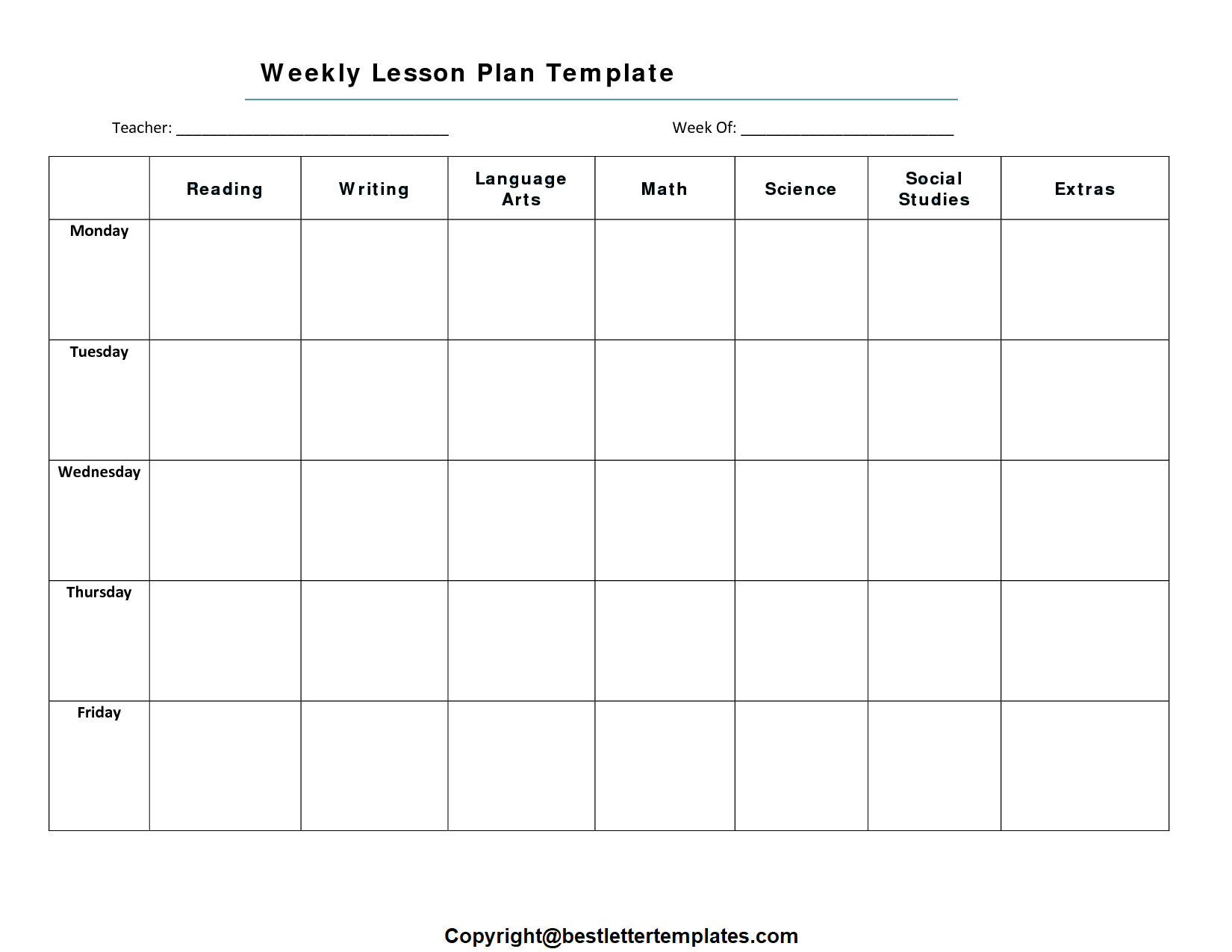 Weekly Lesson Plan Template Pdf Free Printable Weekly Lesson Planner Template Doc Pdf