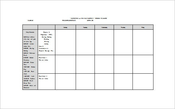 Weekly Lesson Plan Template Pdf Weekly Lesson Plan Template 11 Free Pdf Word format