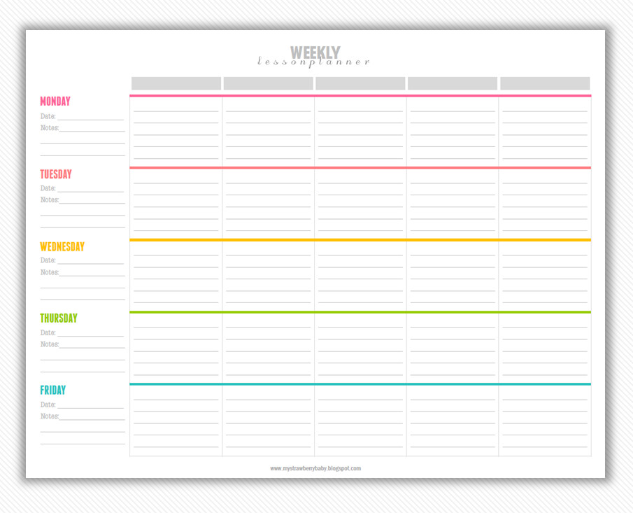Weekly Lesson Plan Weekly Lesson Plan Template