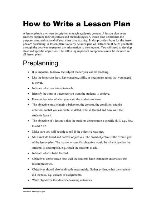 Writing Lesson Plan How to Write A Lesson Plan Screenshot