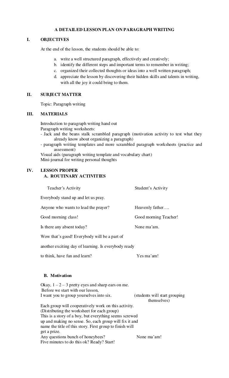 Writing Objectives for Lesson Plans Sample Objectives for Lesson Plans