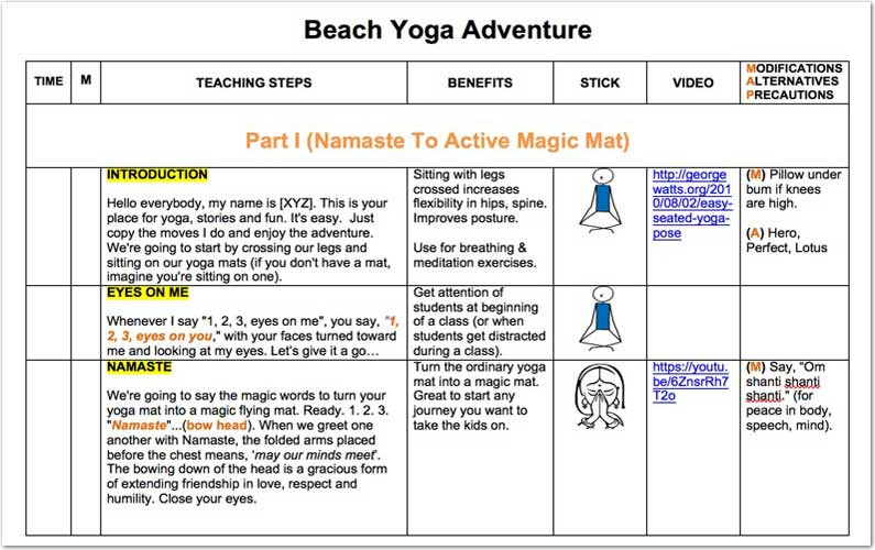 Yoga Lesson Plan Kids Yoga Story Creator Lesson Planner